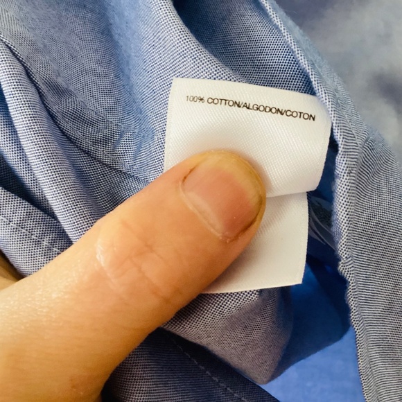 Anne Klein Non-Iron Fitted Button Up Womens L Blue V-neck Collared Blouse Office - Picture 9 of 13